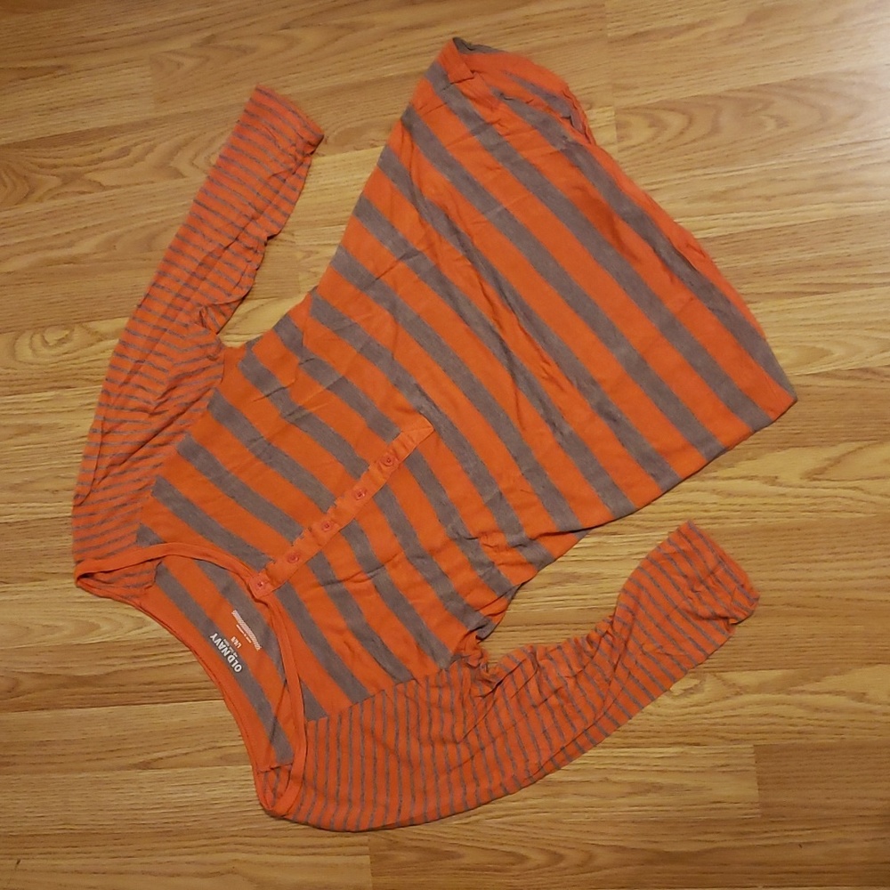 Old Navy Orange Stripe 3/4 Sleeve Shirt